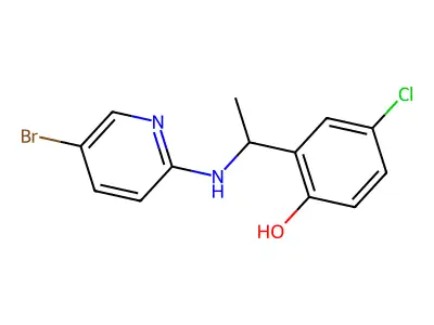 2-[1-[(5-Bromopyridin-2-yl)amino]ethyl]-4-chlorophenol structure