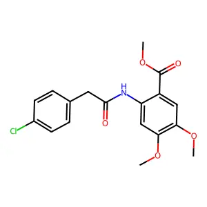Methyl 2-(2-(4-chlorophenyl)acetamido)-4,5-dimethoxybenzoate structure