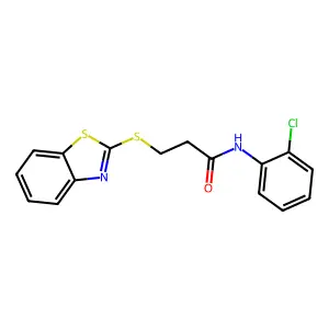 3-(1,3-benzothiazol-2-ylsulfanyl)-N-(2-chlorophenyl)propanamide structure