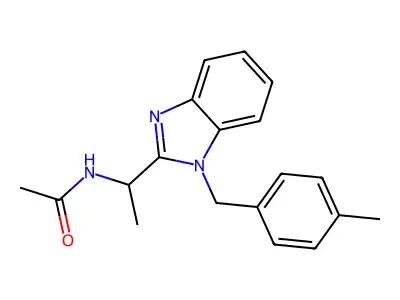 N-[1-[1-[(4-methylphenyl)methyl]benzimidazol-2-yl]ethyl]acetamide structure