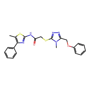 2-[[4-methyl-5-(phenoxymethyl)-1,2,4-triazol-3-yl]sulfanyl]-N-(5-methyl-4-phenyl-1,3-thiazol-2-yl)acetamide structure