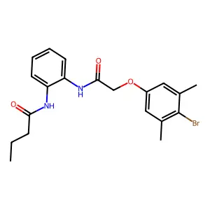 N-[2-[[2-(4-bromo-3,5-dimethylphenoxy)acetyl]amino]phenyl]butanamide structure