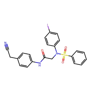 2-[N-(benzenesulfonyl)-4-iodoanilino]-N-[4-(cyanomethyl)phenyl]acetamide structure