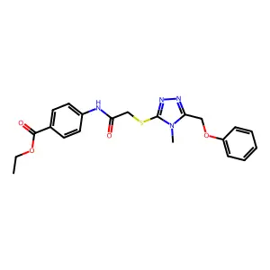 ethyl 4-[({[4-methyl-5-(phenoxymethyl)-4H-1,2,4-triazol-3-yl]sulfanyl}acetyl)amino]benzoate structure