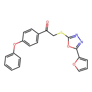 2-[[5-(Furan-2-yl)-1,3,4-oxadiazol-2-yl]sulfanyl]-1-(4-phenoxyphenyl)ethanone structure