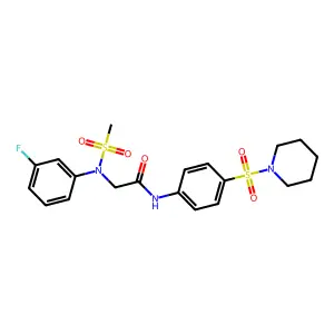 2-(3-fluoro-N-methylsulfonylanilino)-N-(4-piperidin-1-ylsulfonylphenyl)acetamide structure