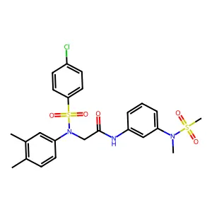2-(N-(4-chlorophenyl)sulfonyl-3,4-dimethylanilino)-N-[3-[methyl(methylsulfonyl)amino]phenyl]acetamide structure