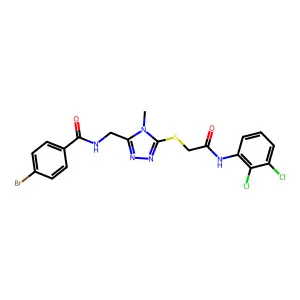 4-bromo-N-[[5-[2-(2,3-dichloroanilino)-2-oxoethyl]sulfanyl-4-methyl-1,2,4-triazol-3-yl]methyl]benzamide structure