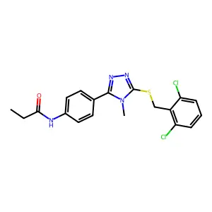 N-[4-[5-[(2,6-dichlorophenyl)methylsulfanyl]-4-methyl-1,2,4-triazol-3-yl]phenyl]propanamide structure