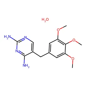 2,4-Pyrimidinediamine, 5-((3,4,5-trimethoxyphenyl)methyl)-, monohydrate structure