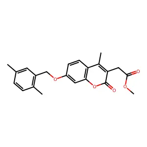 methyl {7-[(2,5-dimethylbenzyl)oxy]-4-methyl-2-oxo-2H-chromen-3-yl}acetate structure