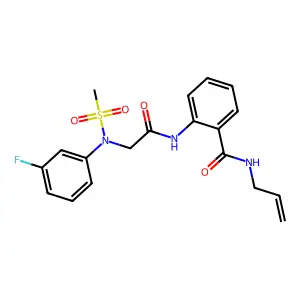 2-[[2-(3-fluoro-N-methylsulfonylanilino)acetyl]amino]-N-prop-2-enylbenzamide structure