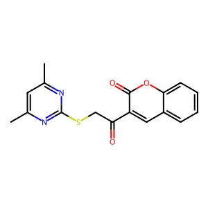3-[2-(4,6-Dimethylpyrimidin-2-yl)sulfanylacetyl]chromen-2-one structure