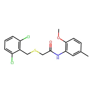 2-[(2,6-dichlorobenzyl)sulfanyl]-N-(2-methoxy-5-methylphenyl)acetamide structure