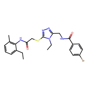4-bromo-N-[[4-ethyl-5-[2-(2-ethyl-6-methylanilino)-2-oxoethyl]sulfanyl-1,2,4-triazol-3-yl]methyl]benzamide structure