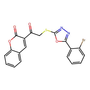 3-[2-[[5-(2-Bromophenyl)-1,3,4-oxadiazol-2-yl]sulfanyl]acetyl]chromen-2-one structure