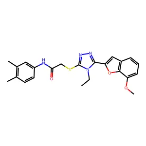 N-(3,4-dimethylphenyl)-2-[[4-ethyl-5-(7-methoxy-1-benzofuran-2-yl)-1,2,4-triazol-3-yl]sulfanyl]acetamide structure