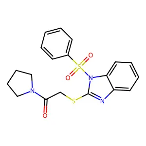 2-[1-(Benzenesulfonyl)benzimidazol-2-yl]sulfanyl-1-pyrrolidin-1-ylethanone structure