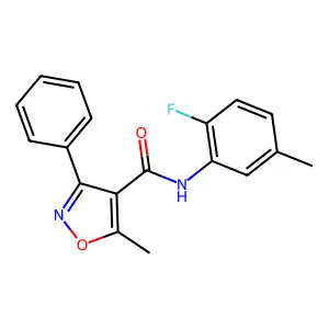 N-(2-fluoro-5-methylphenyl)-5-methyl-3-phenyl-1,2-oxazole-4-carboxamide structure