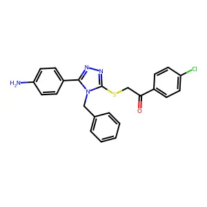 2-[[5-(4-aminophenyl)-4-benzyl-1,2,4-triazol-3-yl]sulfanyl]-1-(4-chlorophenyl)ethanone structure