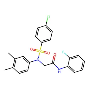2-(N-(4-chlorophenyl)sulfonyl-3,4-dimethylanilino)-N-(2-fluorophenyl)acetamide structure