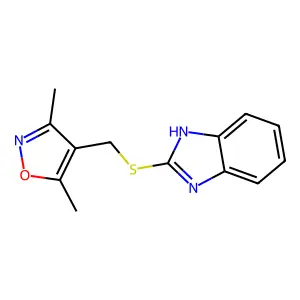 2-{[(3,5-dimethyl-4-isoxazolyl)methyl]thio}-1H-benzimidazole structure