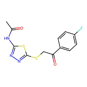 N-(5-{[2-(4-fluorophenyl)-2-oxoethyl]sulfanyl}-1,3,4-thiadiazol-2-yl)acetamide structure