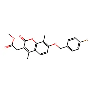 methyl {7-[(4-bromobenzyl)oxy]-4,8-dimethyl-2-oxo-2H-chromen-3-yl}acetate structure