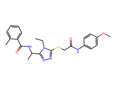 N-[1-[4-Ethyl-5-[[2-[(4-methoxyphenyl)amino]-2-oxoethyl]thio]-4H-1,2,4-triazol-3-yl]ethyl]-2-methylbenzamide structure