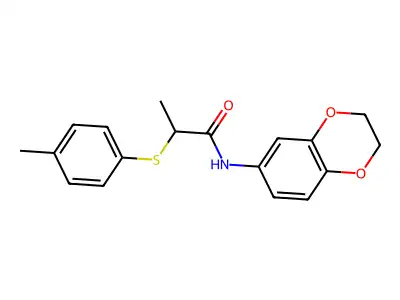 N-(2,3-dihydro-1,4-benzodioxin-6-yl)-2-(4-methylphenyl)sulfanylpropanamide structure