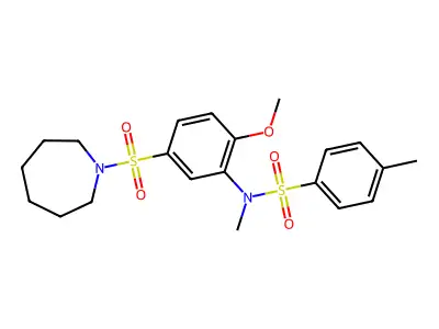 N-[5-(1-azepanylsulfonyl)-2-methoxyphenyl]-N,4-dimethylbenzenesulfonamide structure