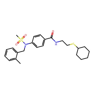 N-(2-cyclohexylsulfanylethyl)-4-[(2-methylphenyl)methyl-methylsulfonylamino]benzamide structure