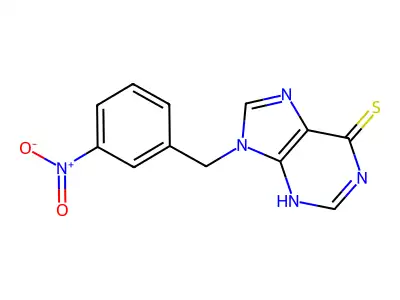 9-[(3-nitrophenyl)methyl]-3H-purine-6-thione structure