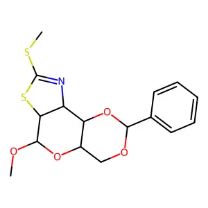 6-Methoxy-8-(methylsulfanyl)-2-phenyl-4,4a,6,6a,9a,9b-hexahydro-2H-[1,3]dioxino[4',5':5,6]pyrano[4,3-d][1,3]thiazole structure