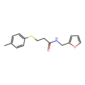 N-(furan-2-ylmethyl)-3-(4-methylphenyl)sulfanylpropanamide structure