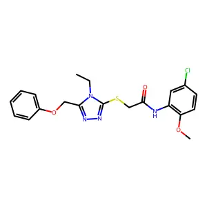 N-(5-chloro-2-methoxyphenyl)-2-[[4-ethyl-5-(phenoxymethyl)-1,2,4-triazol-3-yl]sulfanyl]acetamide structure