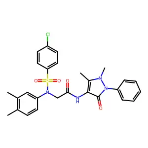 2-(N-(4-chlorophenyl)sulfonyl-3,4-dimethylanilino)-N-(1,5-dimethyl-3-oxo-2-phenylpyrazol-4-yl)acetamide structure