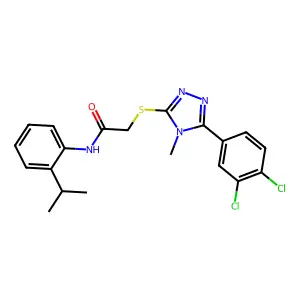 2-[[5-(3,4-dichlorophenyl)-4-methyl-1,2,4-triazol-3-yl]sulfanyl]-N-(2-propan-2-ylphenyl)acetamide structure