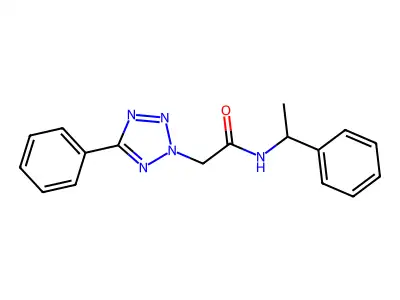 N-(1-phenylethyl)-2-(5-phenyltetrazol-2-yl)acetamide structure