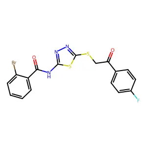 2-bromo-N-(5-{[2-(4-fluorophenyl)-2-oxoethyl]sulfanyl}-1,3,4-thiadiazol-2-yl)benzamide structure