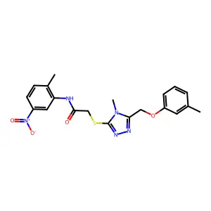 2-({4-methyl-5-[(3-methylphenoxy)methyl]-4H-1,2,4-triazol-3-yl}sulfanyl)-N-(2-methyl-5-nitrophenyl)acetamide structure
