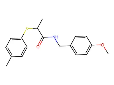 N-(4-methoxybenzyl)-2-[(4-methylphenyl)sulfanyl]propanamide structure