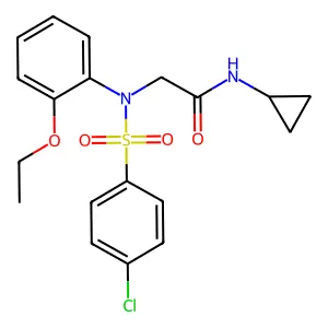 2-(N-(4-chlorophenyl)sulfonyl-2-ethoxyanilino)-N-cyclopropylacetamide structure