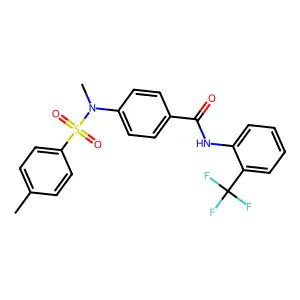 4-[methyl-(4-methylphenyl)sulfonylamino]-N-[2-(trifluoromethyl)phenyl]benzamide structure