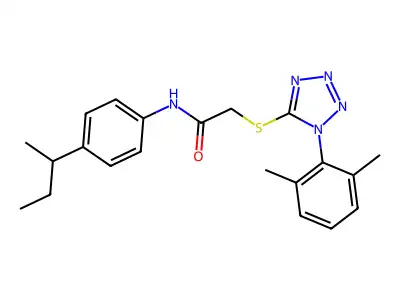 N-(4-butan-2-ylphenyl)-2-[1-(2,6-dimethylphenyl)tetrazol-5-yl]sulfanylacetamide structure