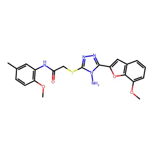 2-[[4-amino-5-(7-methoxy-1-benzofuran-2-yl)-1,2,4-triazol-3-yl]sulfanyl]-N-(2-methoxy-5-methylphenyl)acetamide structure