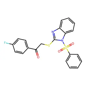 2-[1-(Benzenesulfonyl)benzimidazol-2-yl]sulfanyl-1-(4-fluorophenyl)ethanone structure