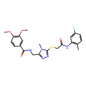 N-[[5-[2-(5-fluoro-2-methylanilino)-2-oxoethyl]sulfanyl-4-methyl-1,2,4-triazol-3-yl]methyl]-3,4-dimethoxybenzamide structure