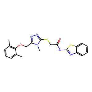 N-(1,3-benzothiazol-2-yl)-2-({5-[(2,6-dimethylphenoxy)methyl]-4-methyl-4H-1,2,4-triazol-3-yl}sulfanyl)acetamide structure