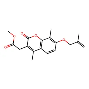 methyl 2-{4,8-dimethyl-7-[(2-methylallyl)oxy]-2-oxo-2H-chromen-3-yl}acetate structure